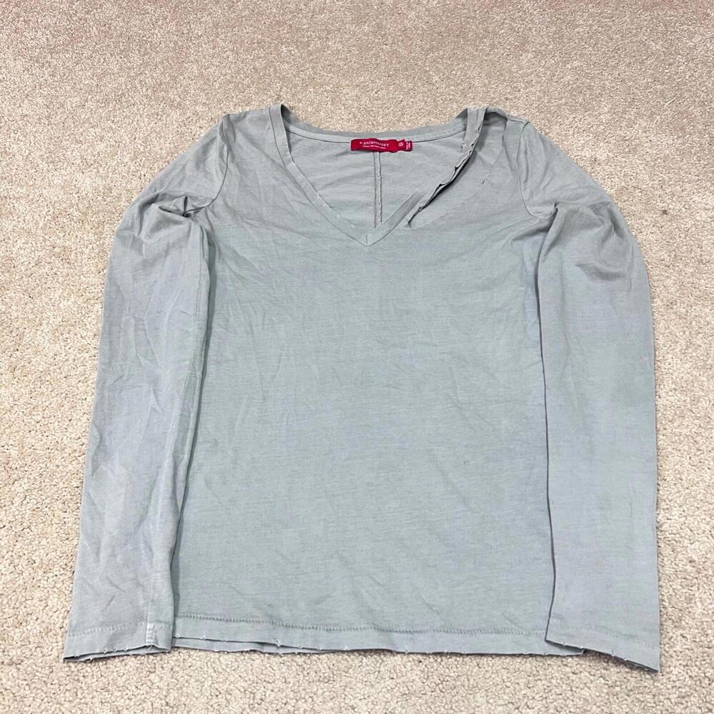 n: Phianthropy Cutout T Shirt Gray V Neck Women's Size XS Long Sleeve